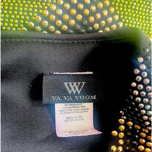 VA VA VOOM Gold Silver Blue Green Metal Beaded Dress M - Picture 3 of 10